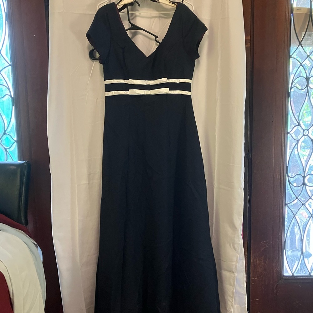 Elegant Navy Blue and White Dress